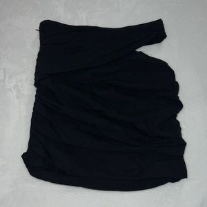 Zara NWT mini black rouché skirt with side hip cut out size S
